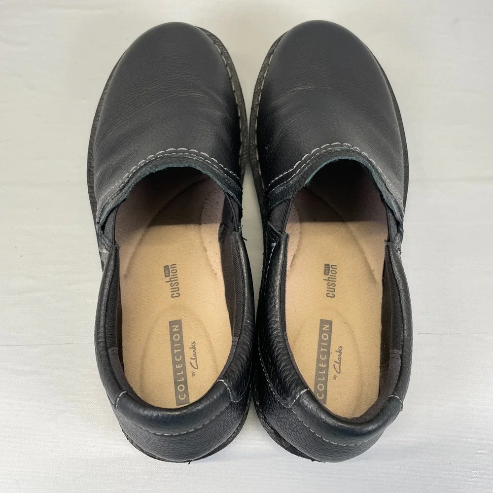 Clarks Janice Barrie Loafers Womens Size 7.5 M Black Leather Slip On Shoes
